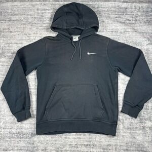 Nike Mens S Pullover Hoodie Sweatshirt Black Embroidered Swoosh